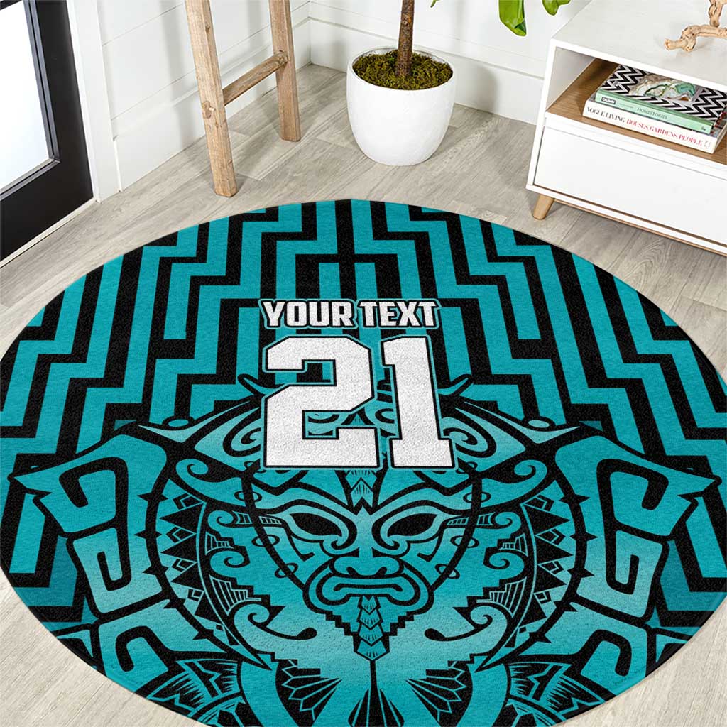 Custom Basketball New Zealand Round Carpet Teal Maori Ta Moko Indigenous - Aussie Hoodie