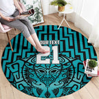 Custom Basketball New Zealand Round Carpet Teal Maori Ta Moko Indigenous - Aussie Hoodie