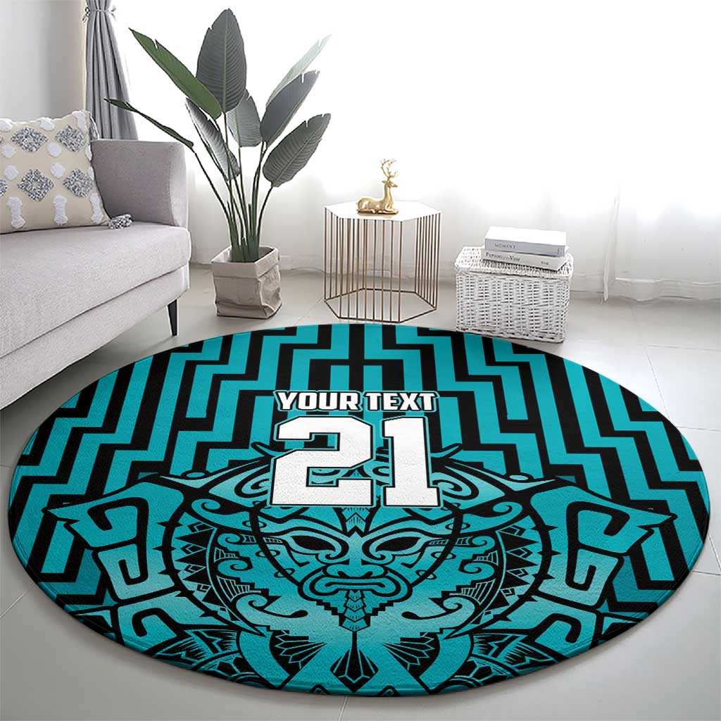 Custom Basketball New Zealand Round Carpet Teal Maori Ta Moko Indigenous - Aussie Hoodie