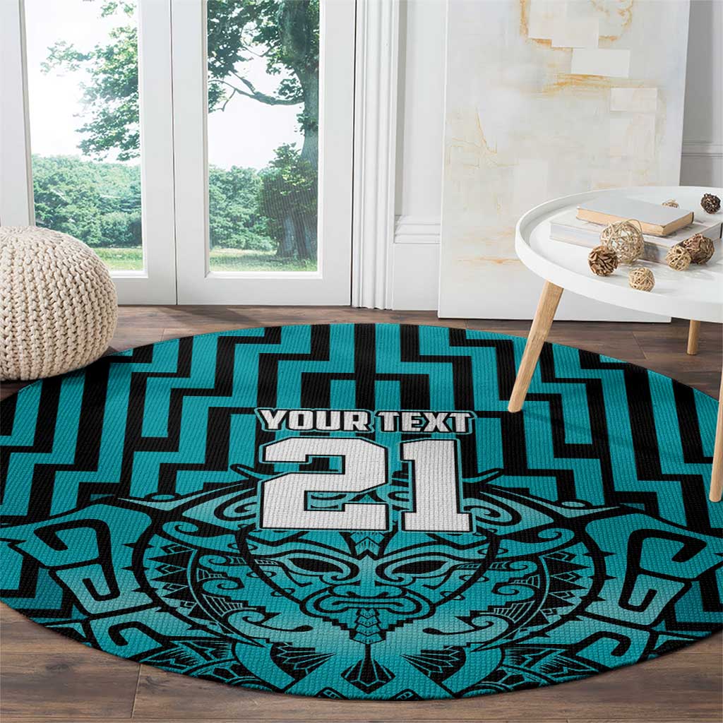 Custom Basketball New Zealand Round Carpet Teal Maori Ta Moko Indigenous - Aussie Hoodie