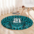 Custom Basketball New Zealand Round Carpet Teal Maori Ta Moko Indigenous - Aussie Hoodie