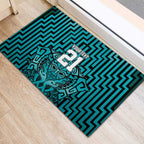 Custom Basketball New Zealand Rubber Doormat Teal Maori Ta Moko Indigenous - Aussie Hoodie