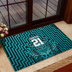 Custom Basketball New Zealand Rubber Doormat Teal Maori Ta Moko Indigenous - Aussie Hoodie