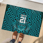 Custom Basketball New Zealand Rubber Doormat Teal Maori Ta Moko Indigenous - Aussie Hoodie