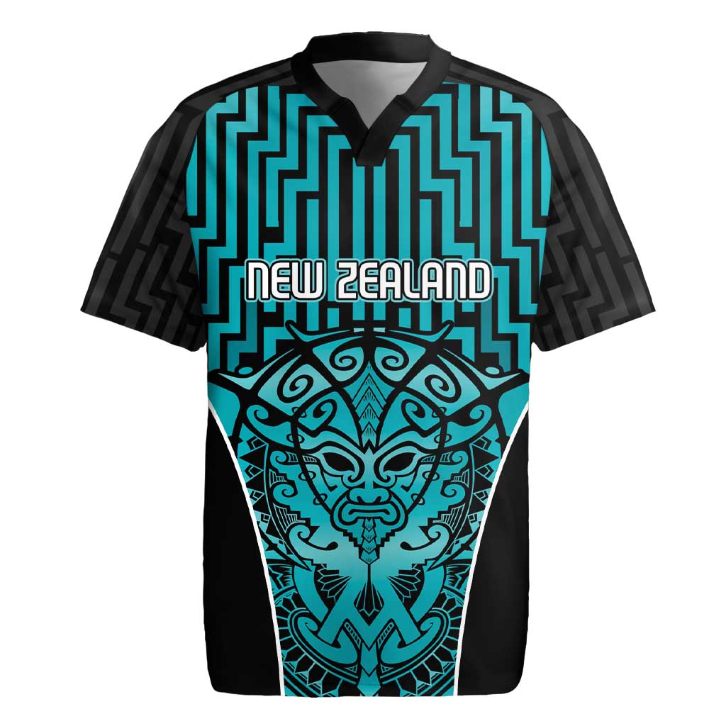 Custom Basketball New Zealand Rugby Jersey Teal Maori Ta Moko Indigenous - Aussie Hoodie