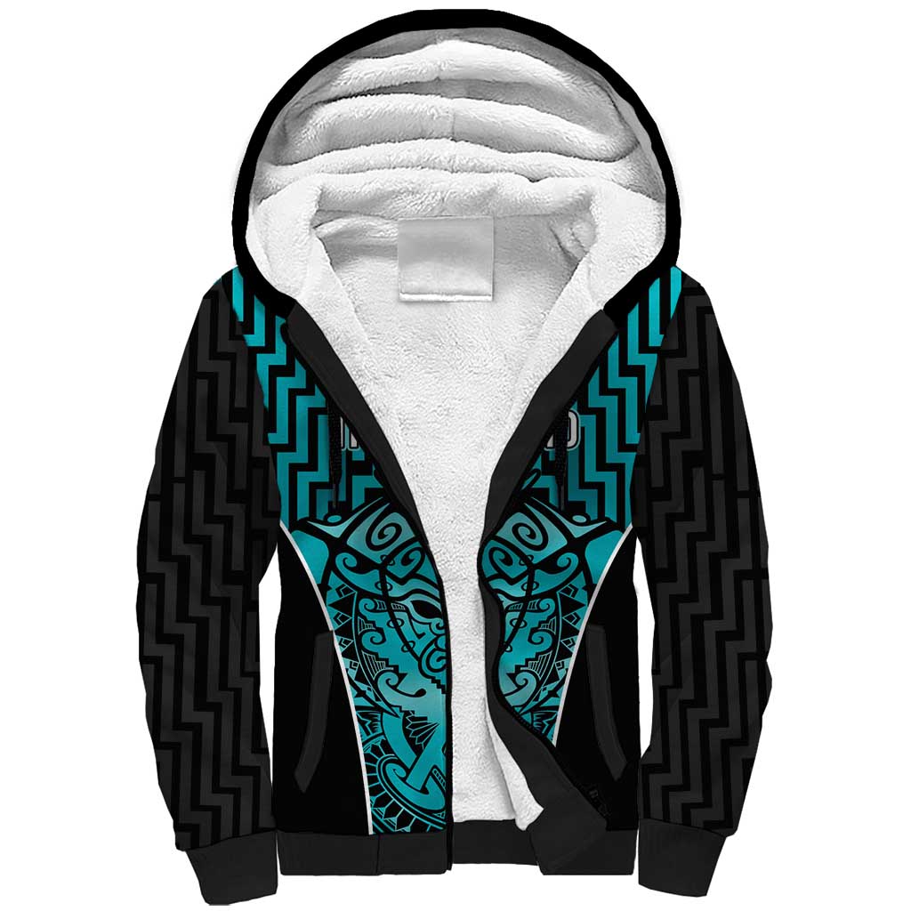 Custom Basketball New Zealand Sherpa Hoodie Teal Maori Ta Moko Indigenous - Aussie Hoodie