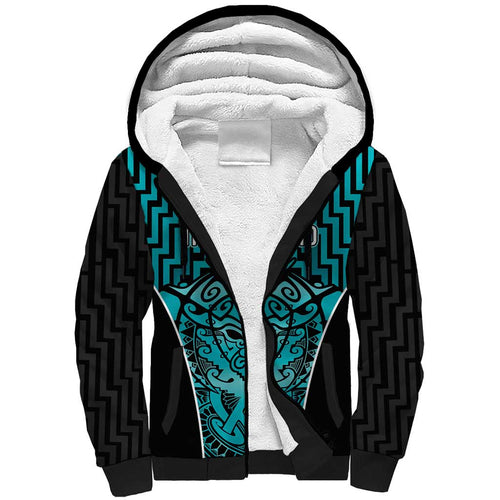 Custom Basketball New Zealand Sherpa Hoodie Teal Maori Ta Moko Indigenous - Aussie Hoodie