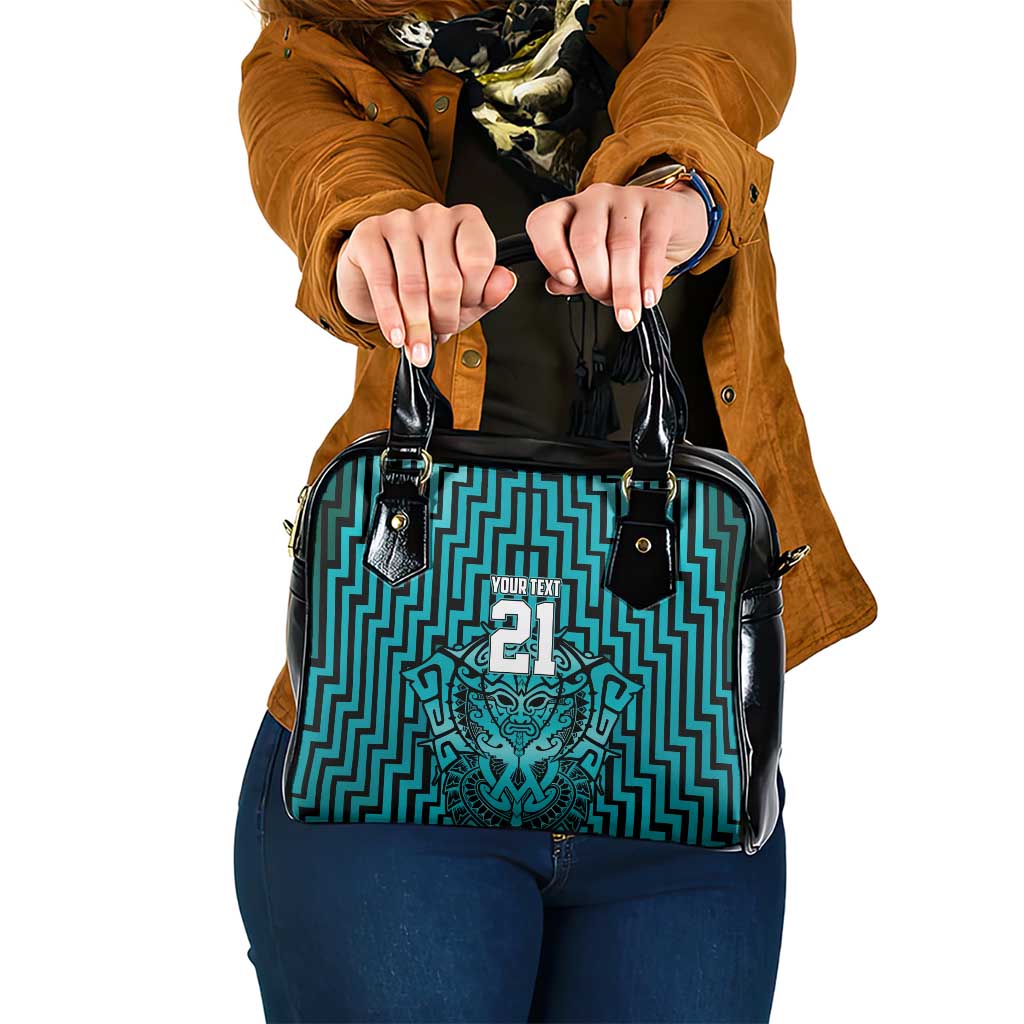 Custom Basketball New Zealand Shoulder Handbag Teal Maori Ta Moko Indigenous - Aussie Hoodie