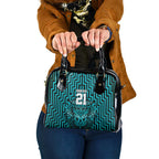 Custom Basketball New Zealand Shoulder Handbag Teal Maori Ta Moko Indigenous - Aussie Hoodie
