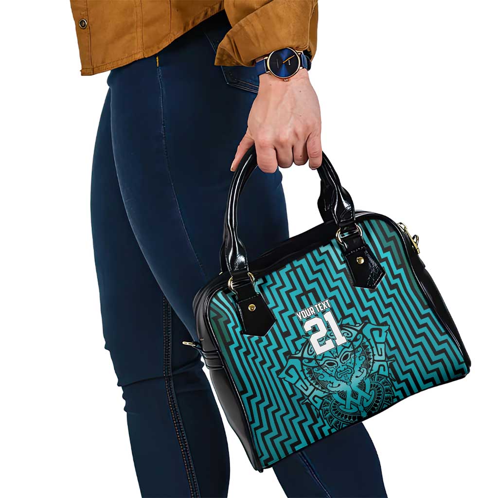 Custom Basketball New Zealand Shoulder Handbag Teal Maori Ta Moko Indigenous - Aussie Hoodie