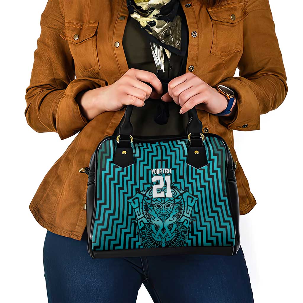 Custom Basketball New Zealand Shoulder Handbag Teal Maori Ta Moko Indigenous - Aussie Hoodie