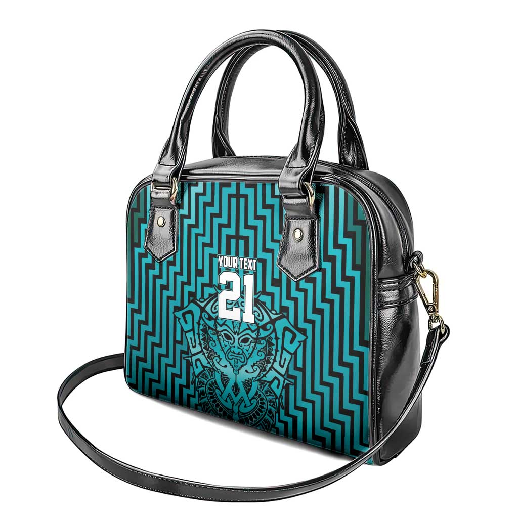 Custom Basketball New Zealand Shoulder Handbag Teal Maori Ta Moko Indigenous - Aussie Hoodie