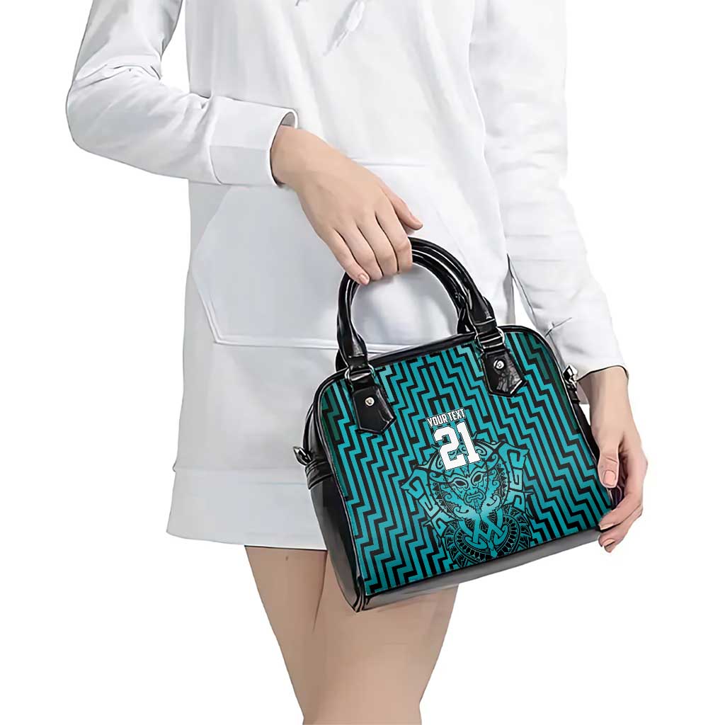 Custom Basketball New Zealand Shoulder Handbag Teal Maori Ta Moko Indigenous - Aussie Hoodie