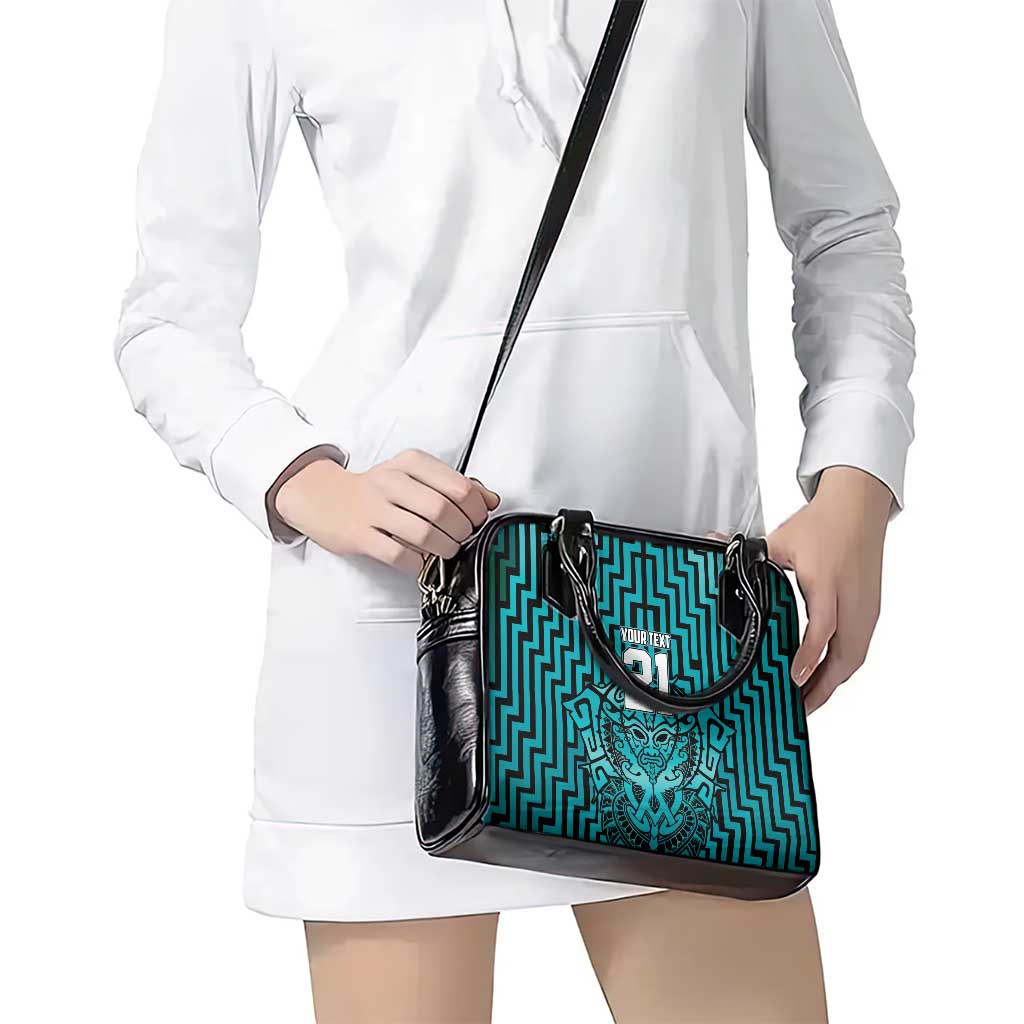 Custom Basketball New Zealand Shoulder Handbag Teal Maori Ta Moko Indigenous - Aussie Hoodie