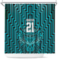 Custom Basketball New Zealand Shower Curtain Teal Maori Ta Moko Indigenous - Aussie Hoodie