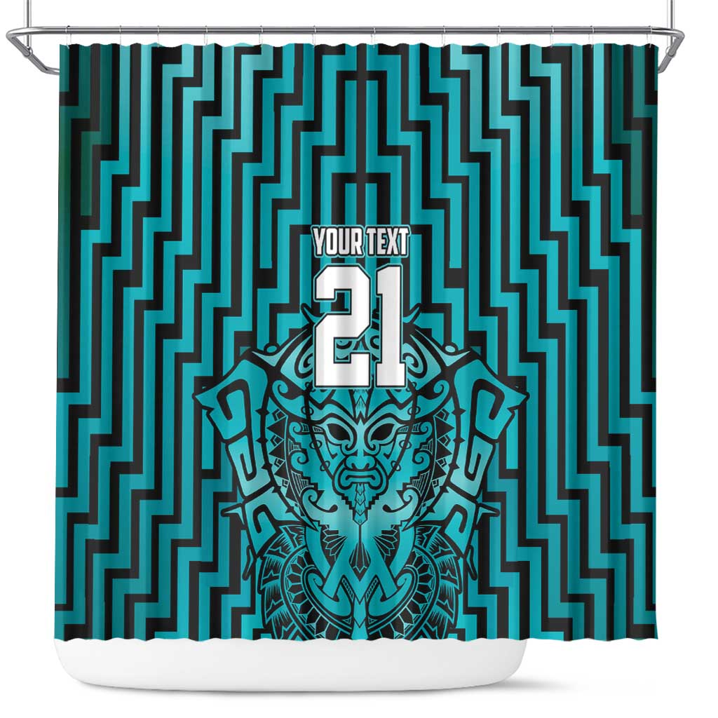 Custom Basketball New Zealand Shower Curtain Teal Maori Ta Moko Indigenous - Aussie Hoodie