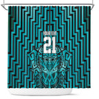 Custom Basketball New Zealand Shower Curtain Teal Maori Ta Moko Indigenous - Aussie Hoodie