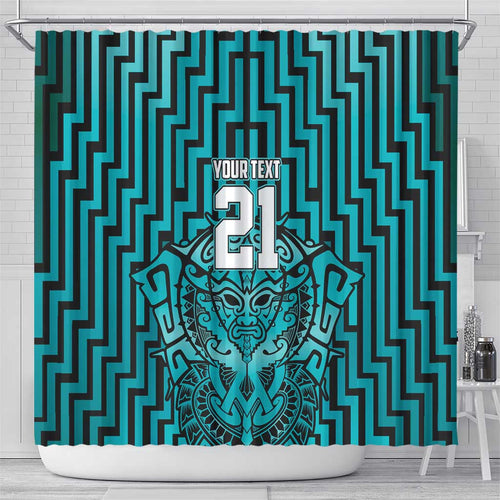 Custom Basketball New Zealand Shower Curtain Teal Maori Ta Moko Indigenous - Aussie Hoodie