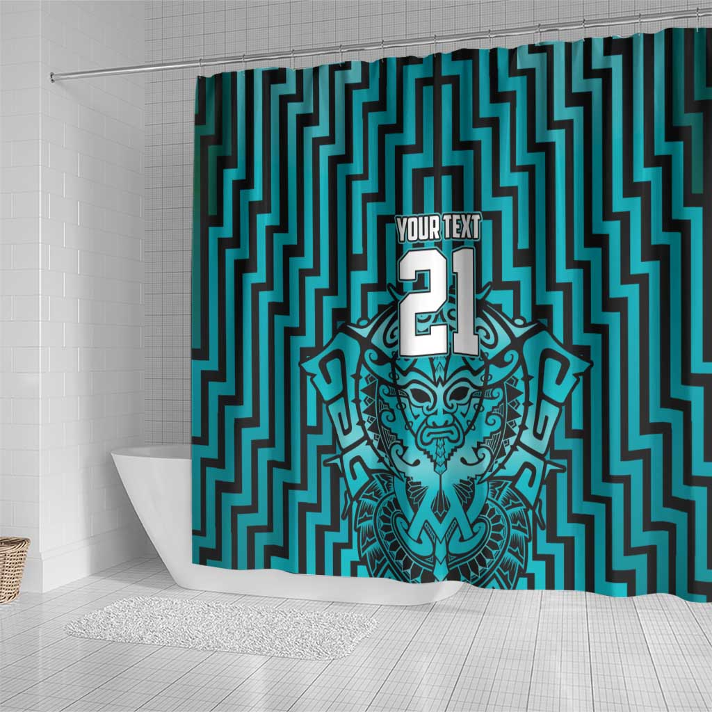 Custom Basketball New Zealand Shower Curtain Teal Maori Ta Moko Indigenous - Aussie Hoodie