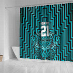 Custom Basketball New Zealand Shower Curtain Teal Maori Ta Moko Indigenous - Aussie Hoodie