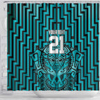 Custom Basketball New Zealand Shower Curtain Teal Maori Ta Moko Indigenous - Aussie Hoodie