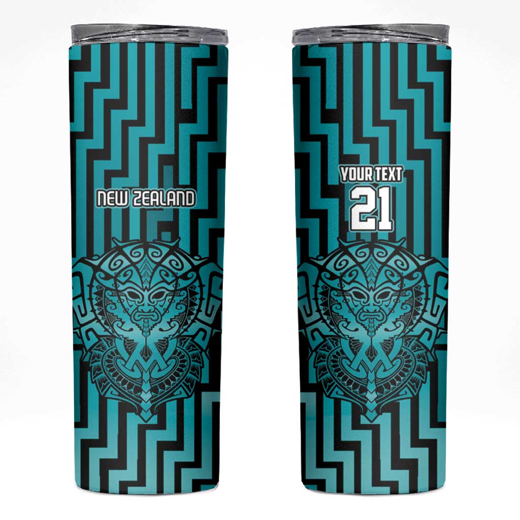 Custom Basketball New Zealand Skinny Tumbler Teal Maori Ta Moko Indigenous - Aussie Hoodie