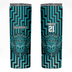 Custom Basketball New Zealand Skinny Tumbler Teal Maori Ta Moko Indigenous - Aussie Hoodie