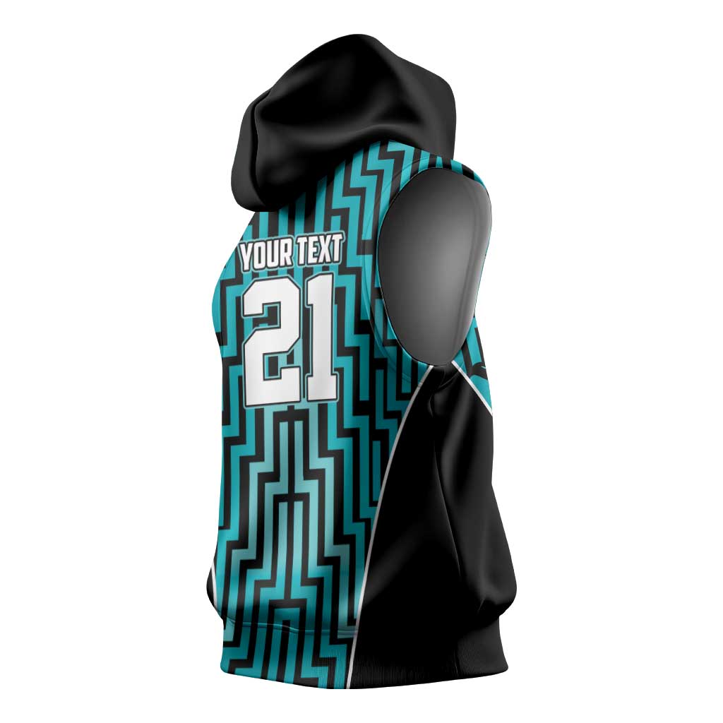 Custom Basketball New Zealand Sleeveless Hoodie Teal Maori Ta Moko Indigenous - Aussie Hoodie