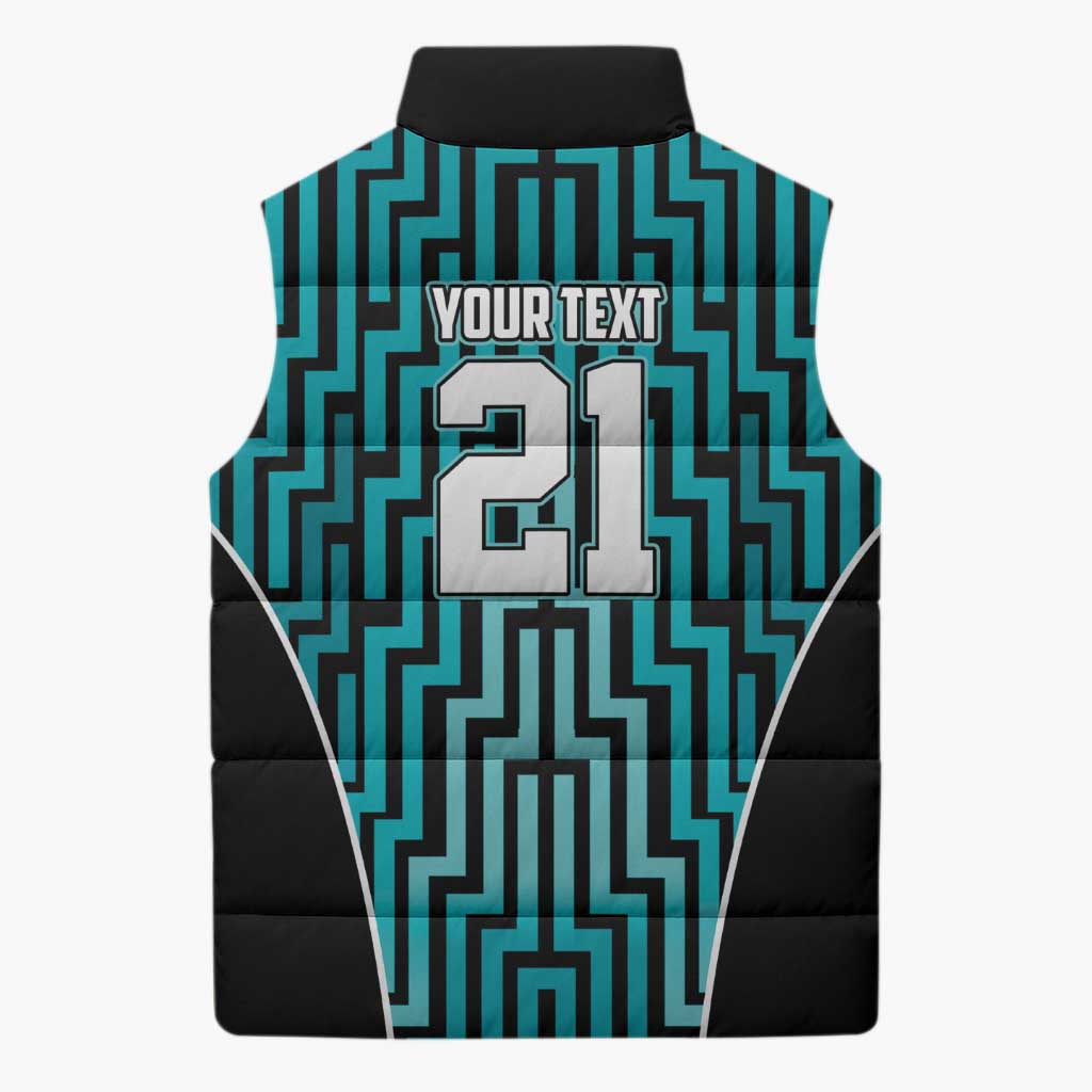 Custom Basketball New Zealand Sleeveless Puffer Jacket Teal Maori Ta Moko Indigenous - Aussie Hoodie