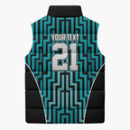 Custom Basketball New Zealand Sleeveless Puffer Jacket Teal Maori Ta Moko Indigenous - Aussie Hoodie
