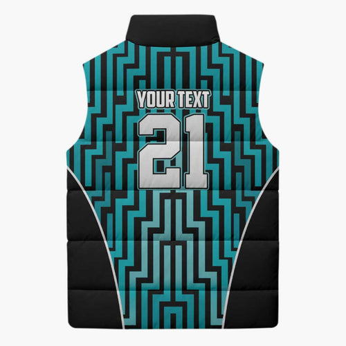 Custom Basketball New Zealand Sleeveless Puffer Jacket Teal Maori Ta Moko Indigenous - Aussie Hoodie