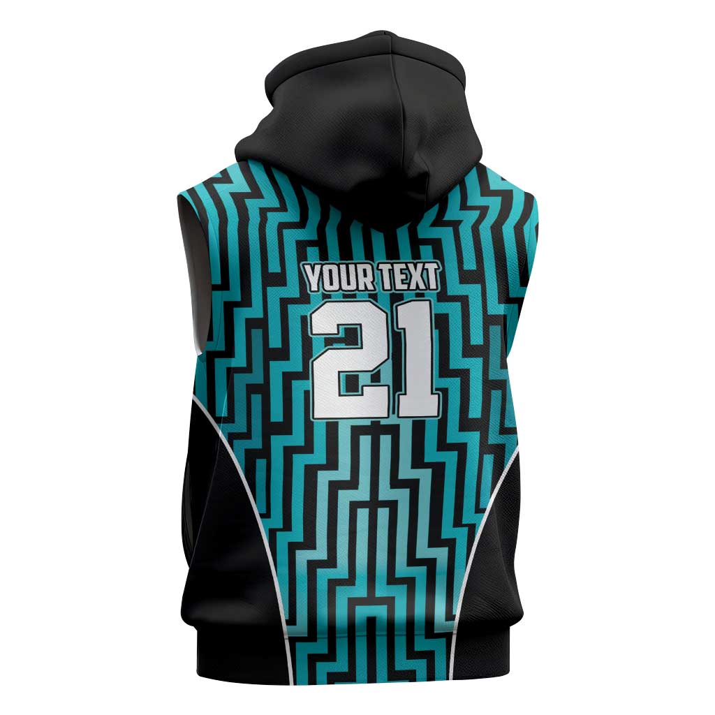 Custom Basketball New Zealand Sleeveless Zip Hoodie Teal Maori Ta Moko Indigenous - Aussie Hoodie