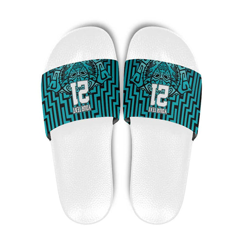 Custom Basketball New Zealand Slide Sandals Teal Maori Ta Moko Indigenous - Aussie Hoodie