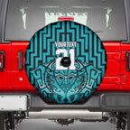 Custom Basketball New Zealand Spare Tire Cover Teal Maori Ta Moko Indigenous - Aussie Hoodie