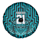 Custom Basketball New Zealand Spare Tire Cover Teal Maori Ta Moko Indigenous - Aussie Hoodie