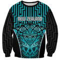 Custom Basketball New Zealand Sweatshirt Teal Maori Ta Moko Indigenous - Aussie Hoodie