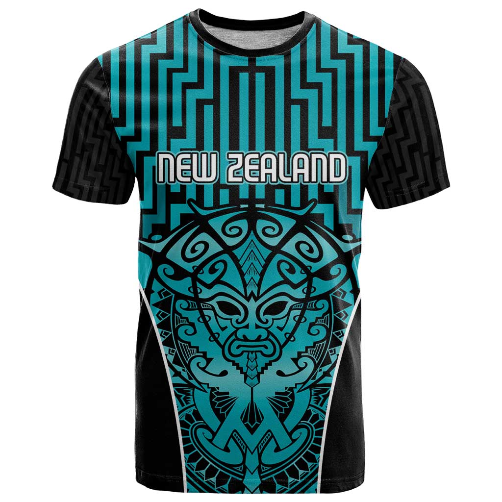 Custom Basketball New Zealand T Shirt Teal Maori Ta Moko Indigenous - Aussie Hoodie