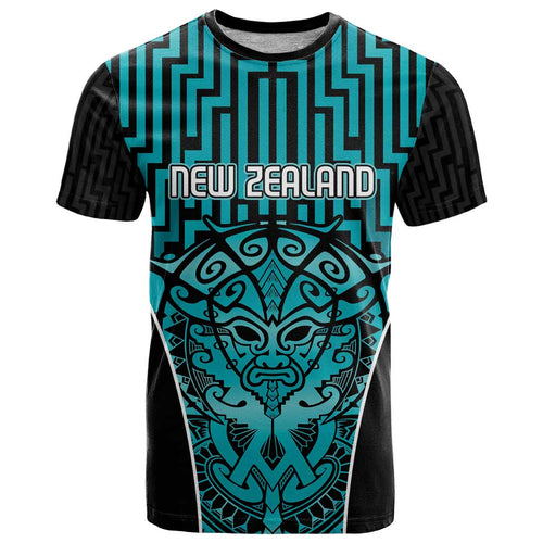 Custom Basketball New Zealand T Shirt Teal Maori Ta Moko Indigenous - Aussie Hoodie