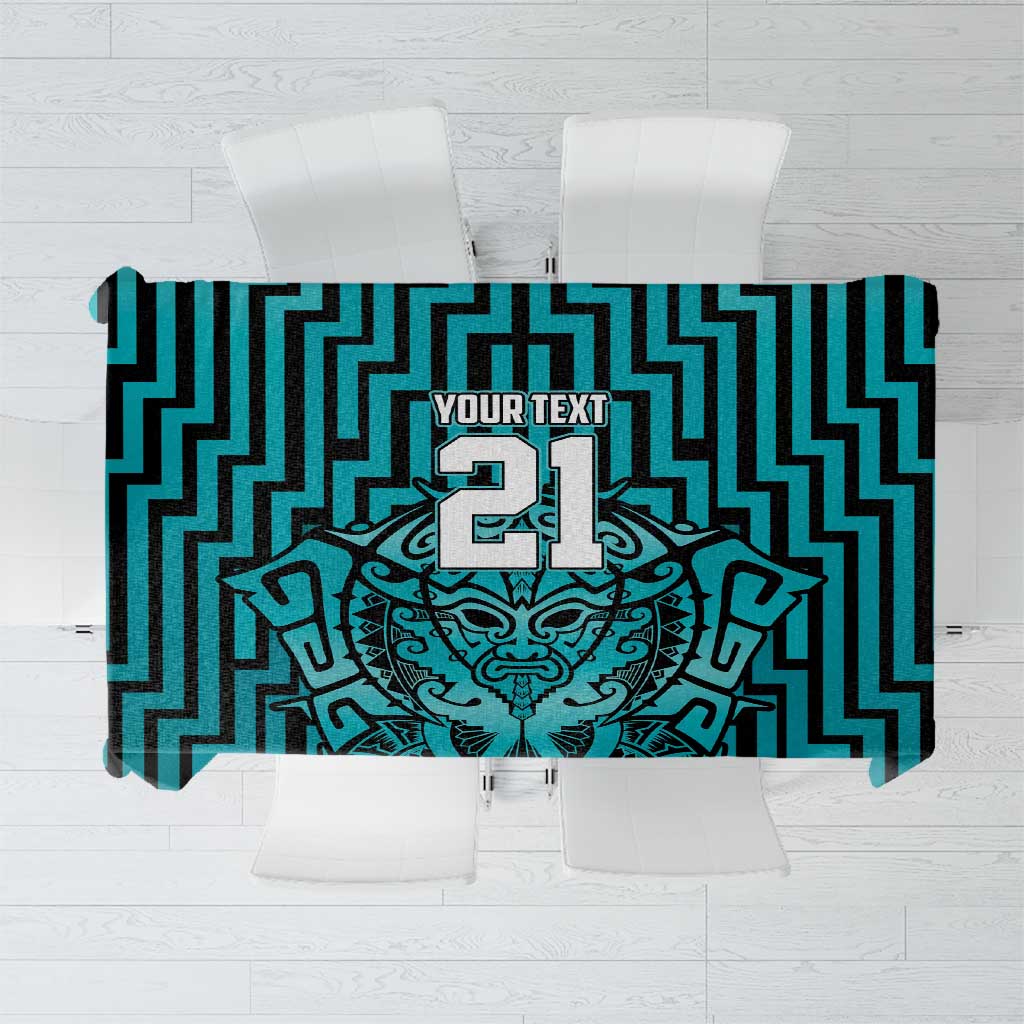 Custom Basketball New Zealand Tablecloth Teal Maori Ta Moko Indigenous - Aussie Hoodie