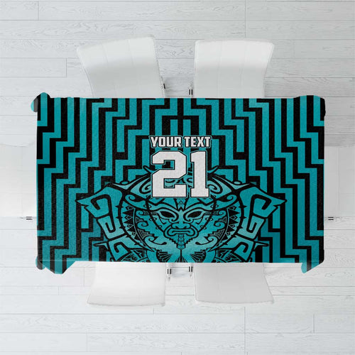 Custom Basketball New Zealand Tablecloth Teal Maori Ta Moko Indigenous - Aussie Hoodie