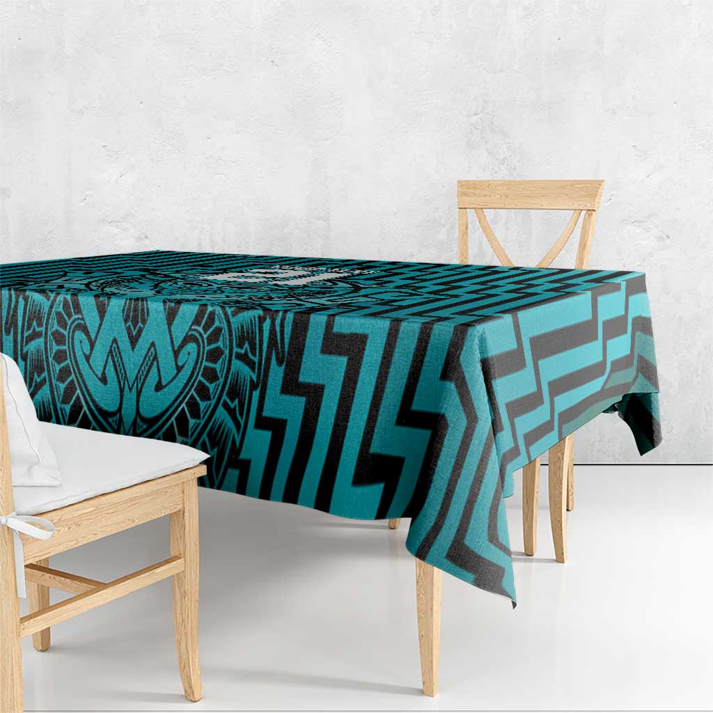Custom Basketball New Zealand Tablecloth Teal Maori Ta Moko Indigenous - Aussie Hoodie