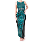 Custom Basketball New Zealand Tank Maxi Dress Teal Maori Ta Moko Indigenous - Aussie Hoodie