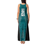 Custom Basketball New Zealand Tank Maxi Dress Teal Maori Ta Moko Indigenous - Aussie Hoodie