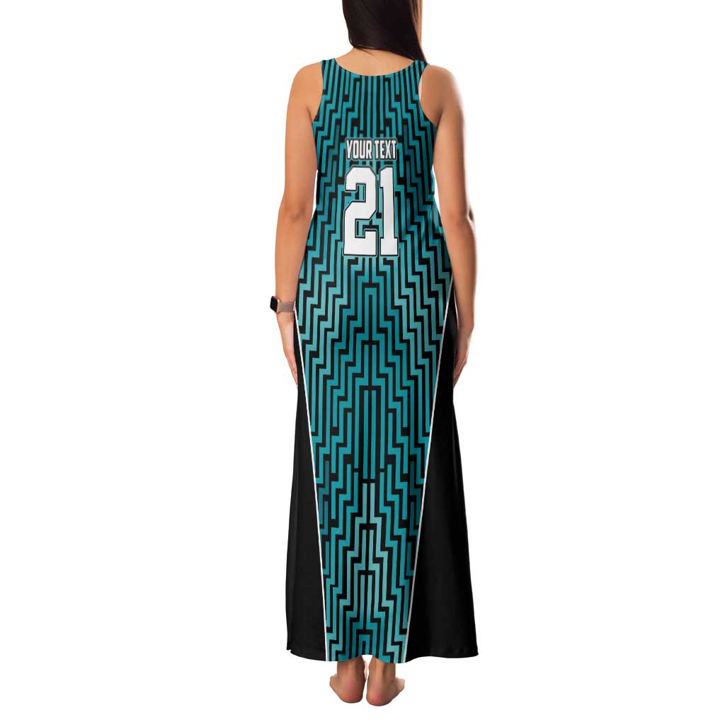 Custom Basketball New Zealand Tank Maxi Dress Teal Maori Ta Moko Indigenous - Aussie Hoodie