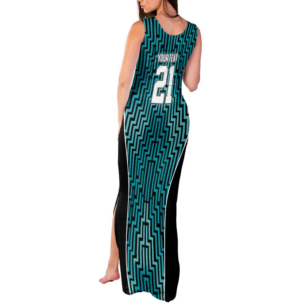 Custom Basketball New Zealand Tank Maxi Dress Teal Maori Ta Moko Indigenous - Aussie Hoodie