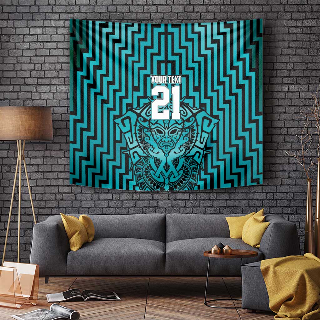 Custom Basketball New Zealand Tapestry Teal Maori Ta Moko Indigenous - Aussie Hoodie