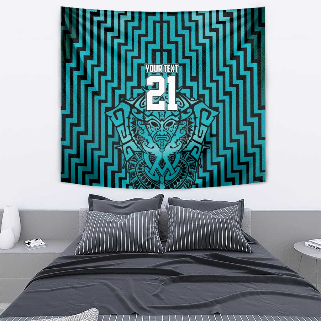 Custom Basketball New Zealand Tapestry Teal Maori Ta Moko Indigenous - Aussie Hoodie