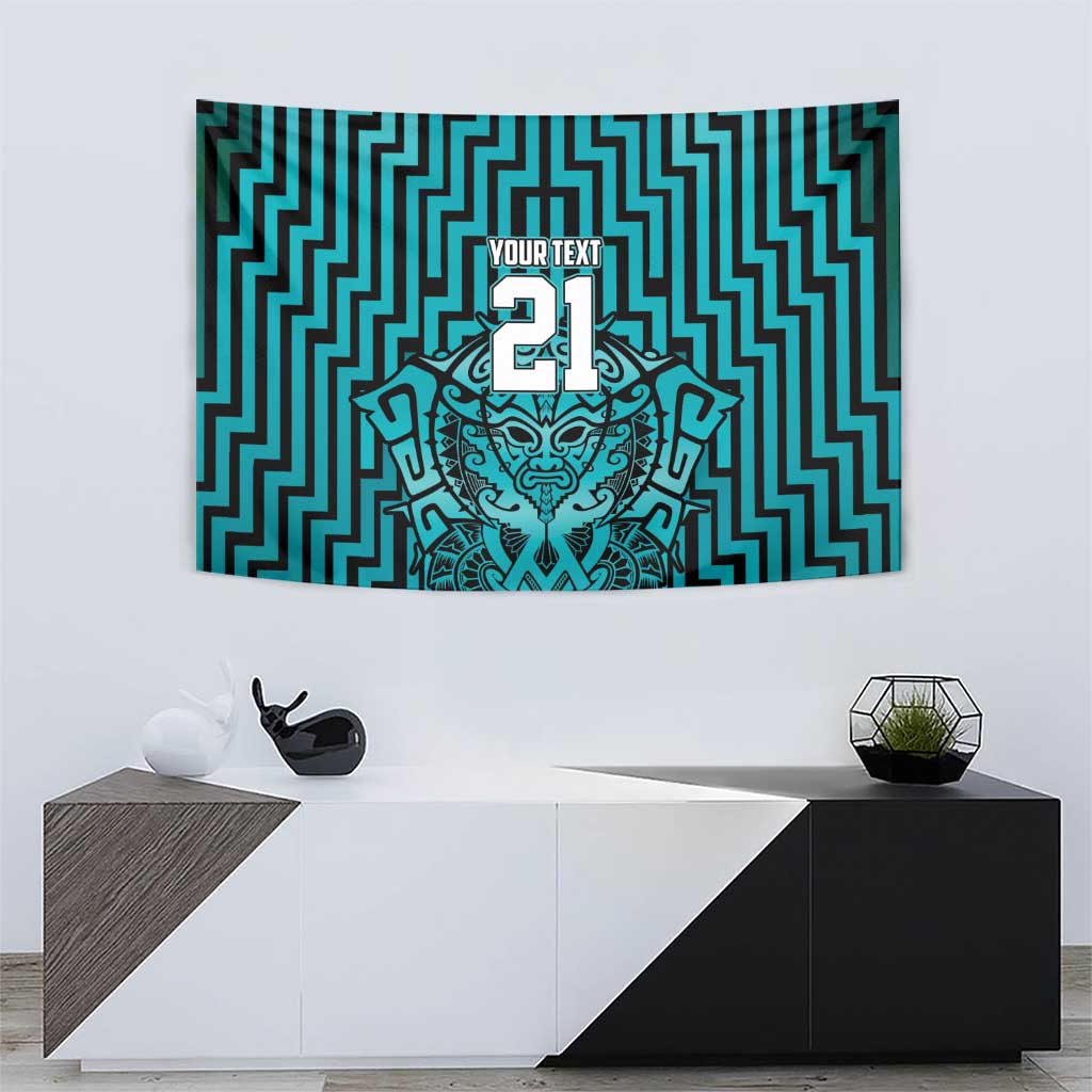 Custom Basketball New Zealand Tapestry Teal Maori Ta Moko Indigenous - Aussie Hoodie