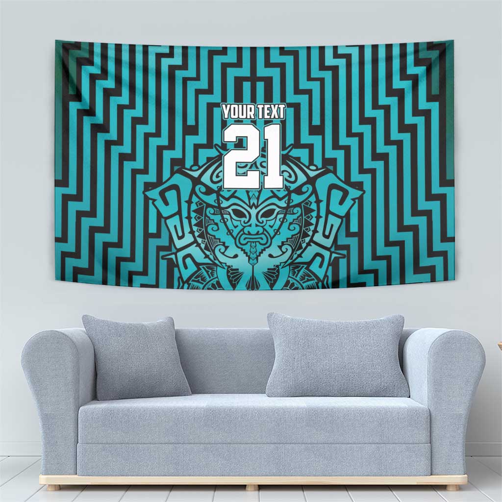 Custom Basketball New Zealand Tapestry Teal Maori Ta Moko Indigenous - Aussie Hoodie