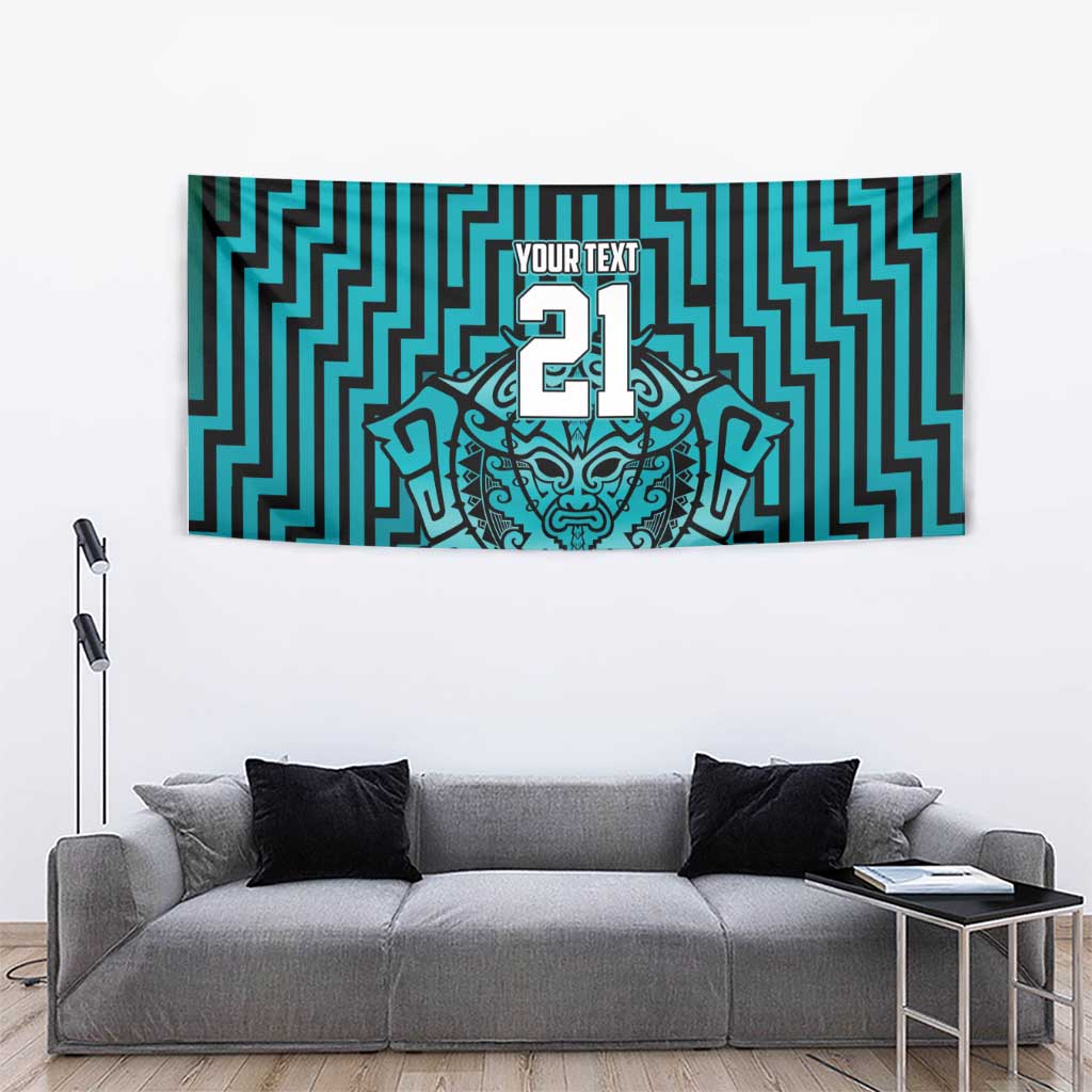 Custom Basketball New Zealand Tapestry Teal Maori Ta Moko Indigenous - Aussie Hoodie